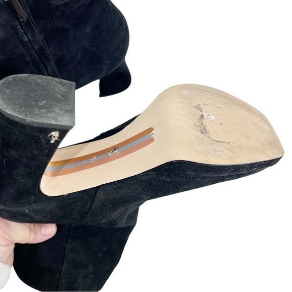 SAME EDELMAN Jaye Black Suede Square Toe Block Heeled Platform Boots 9.5 - Picture 2 of 8